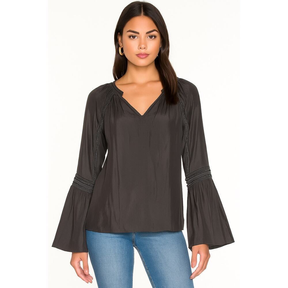 Ramy Brook Black Flared Sleeve Blouse Size S